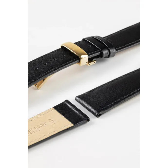 Black HIRSCH OSIRIS Box Leather Watch Bracelet 034 75 NQ