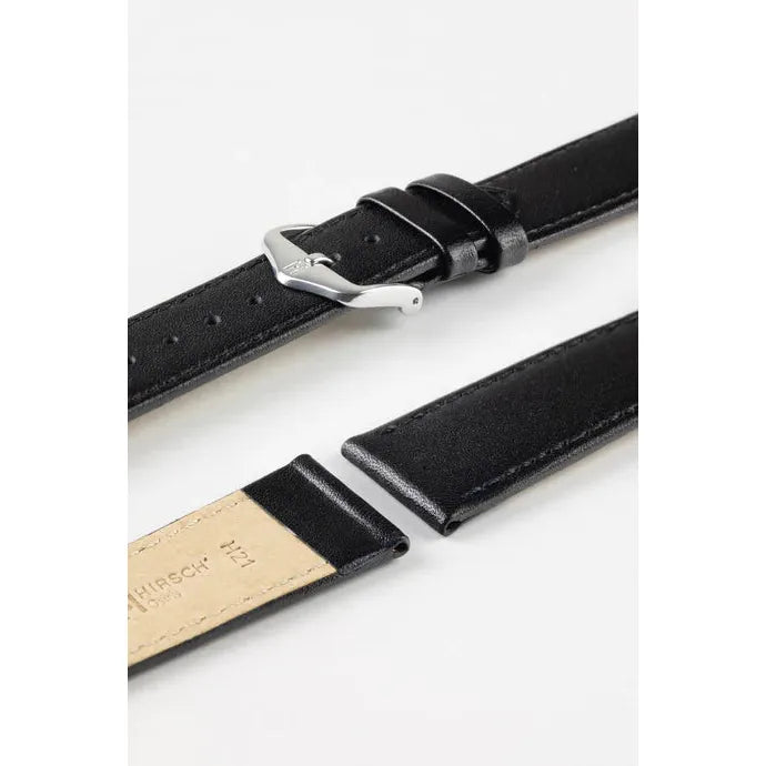 Black HIRSCH OSIRIS Box Leather Watch Bracelet 034 75