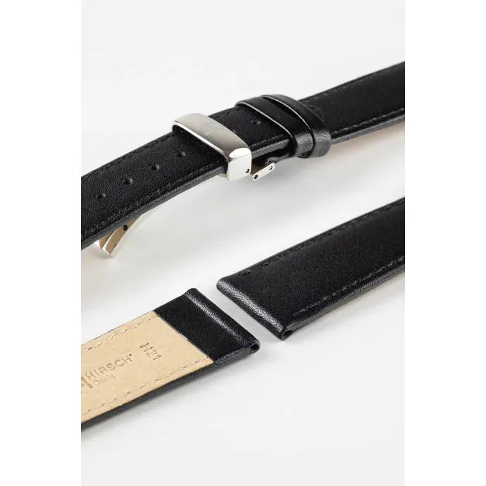 Black HIRSCH OSIRIS Box Leather Watch Bracelet 034 75