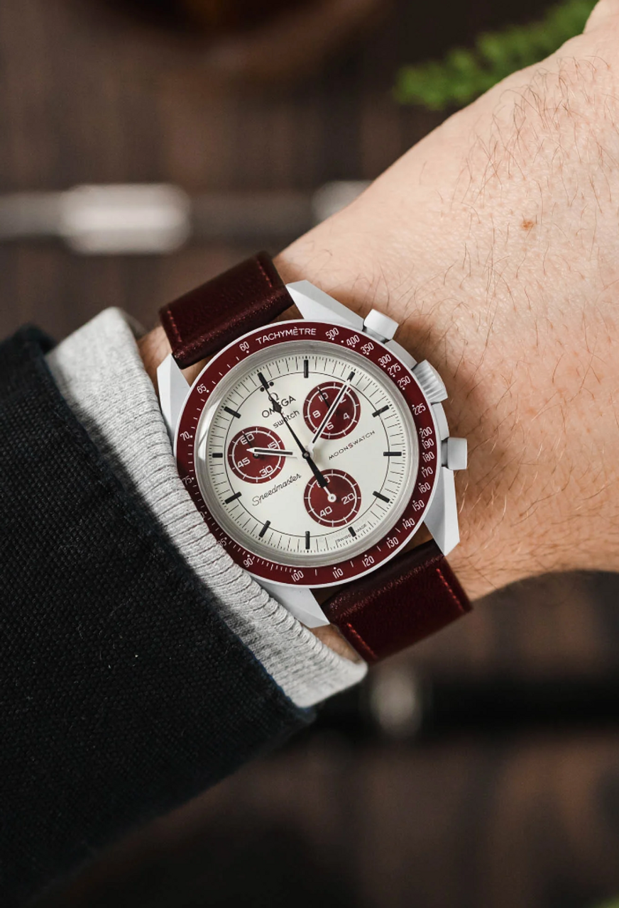 HIRSCH OSIRIS Box Leather Watch Bracelet 034 75 - Burgundy