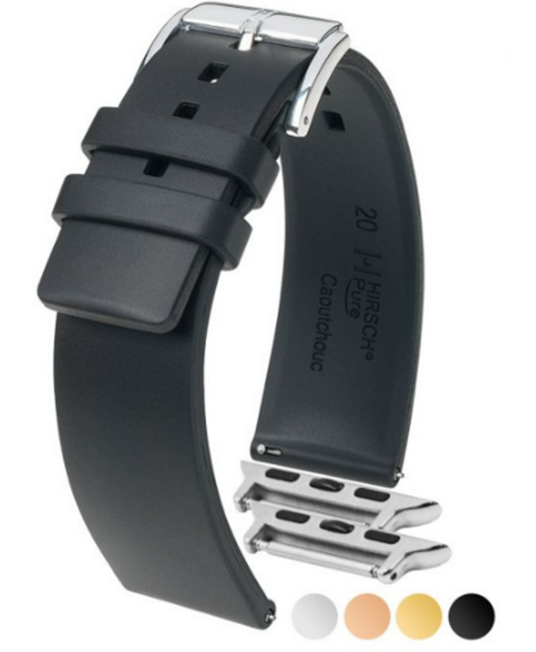 HIRSCH PURE Premium Caoutchouc Watchband 4053 88 - Black