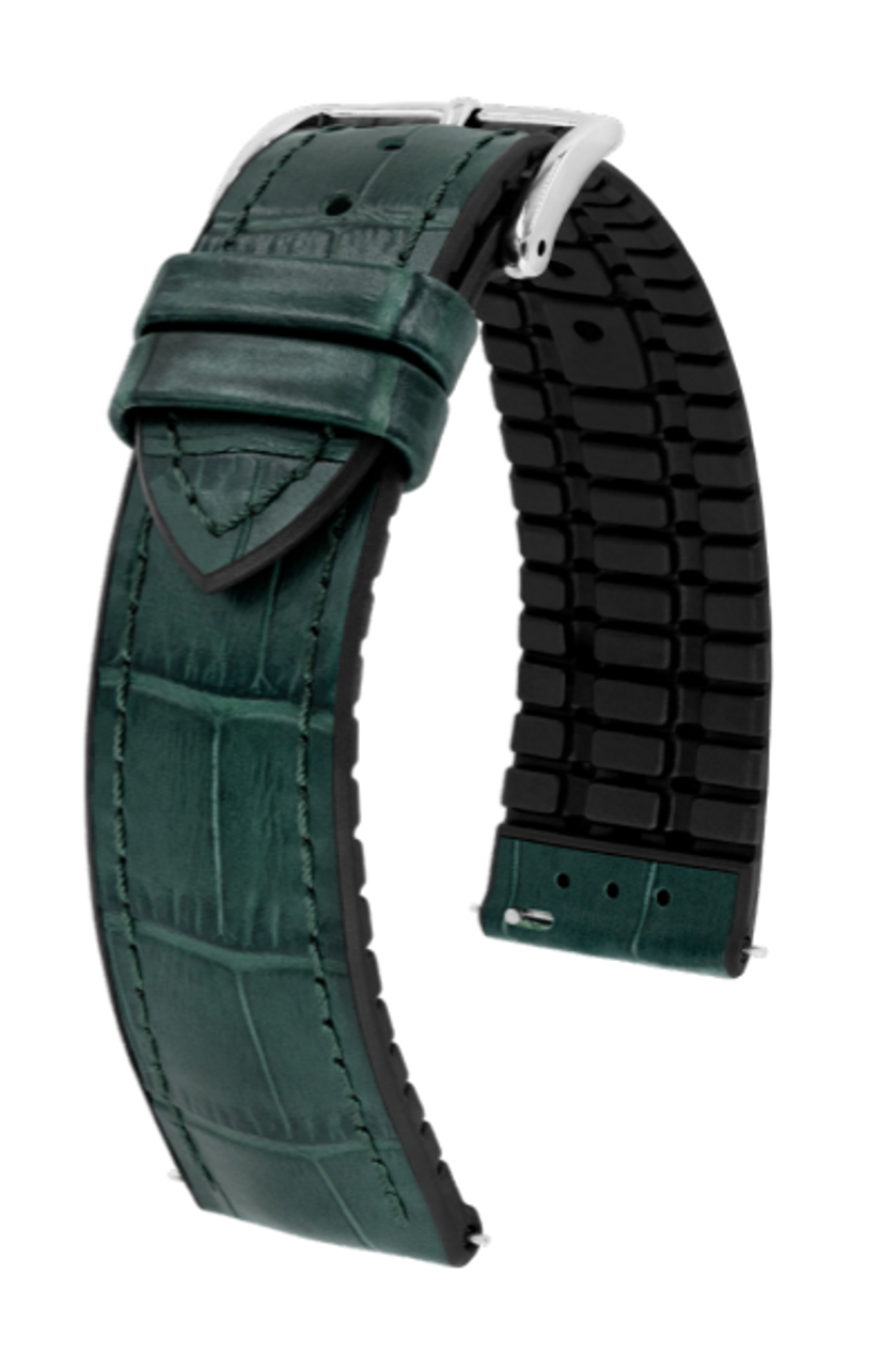 HIRSCH PAUL Performance Alligator Embossed Calfskin Watch Band 092 50 28 - Green