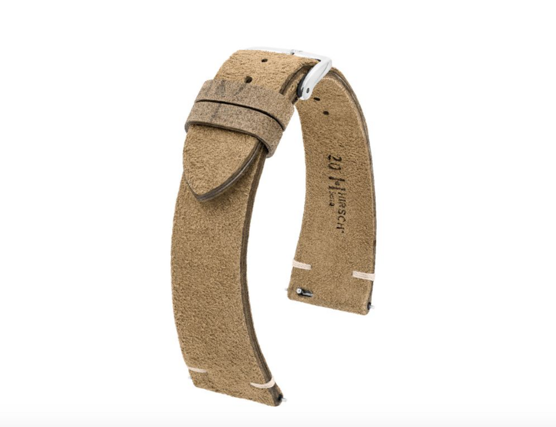 HIRSCH Serro Suede Watchband 055 64 - Gold Brown