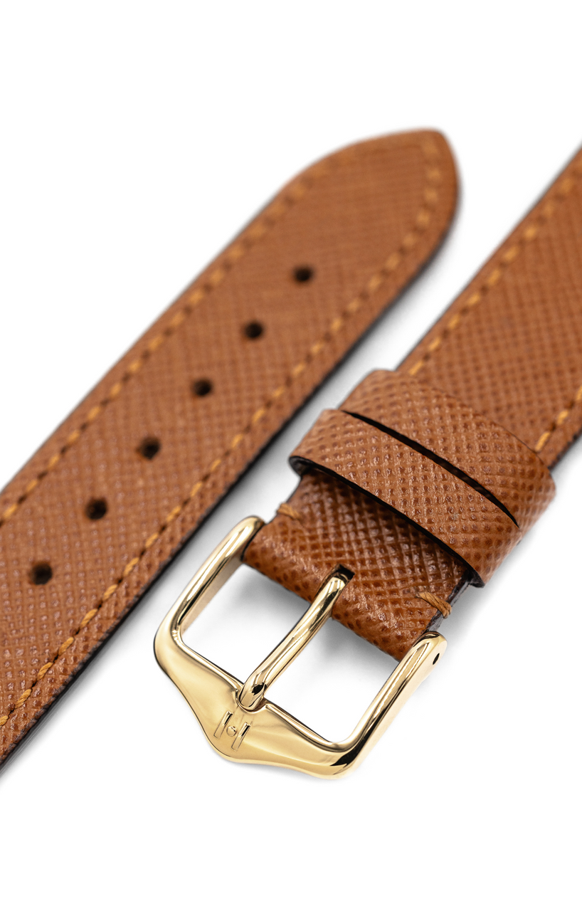Hirsch - Giffone Calfskin Watchband 018 75 - Gold Brown