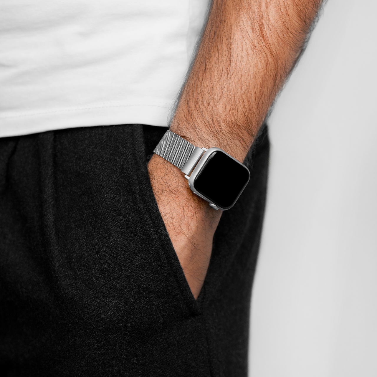 Hirsch - Milanaise Steel Watchband - Silver