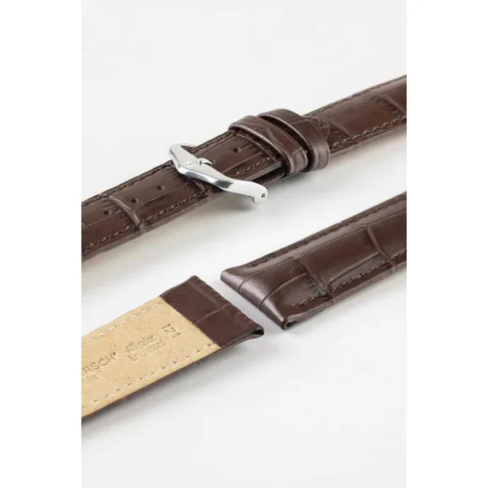 Brown HIRSCH DUKE Alligator Embossed Watch Strap 010 28 NQ