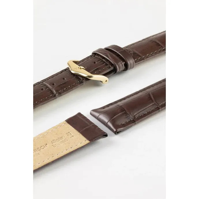 Brown HIRSCH DUKE Alligator Embossed Watch Strap 010 28 NQ