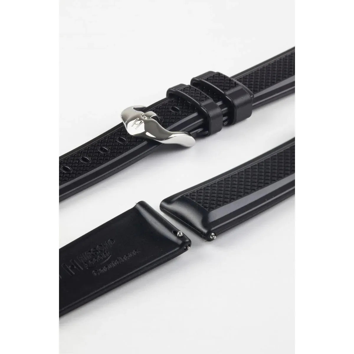 Black HIRSCH ACCENT Premium Caoutchouc Watchband 4047 88