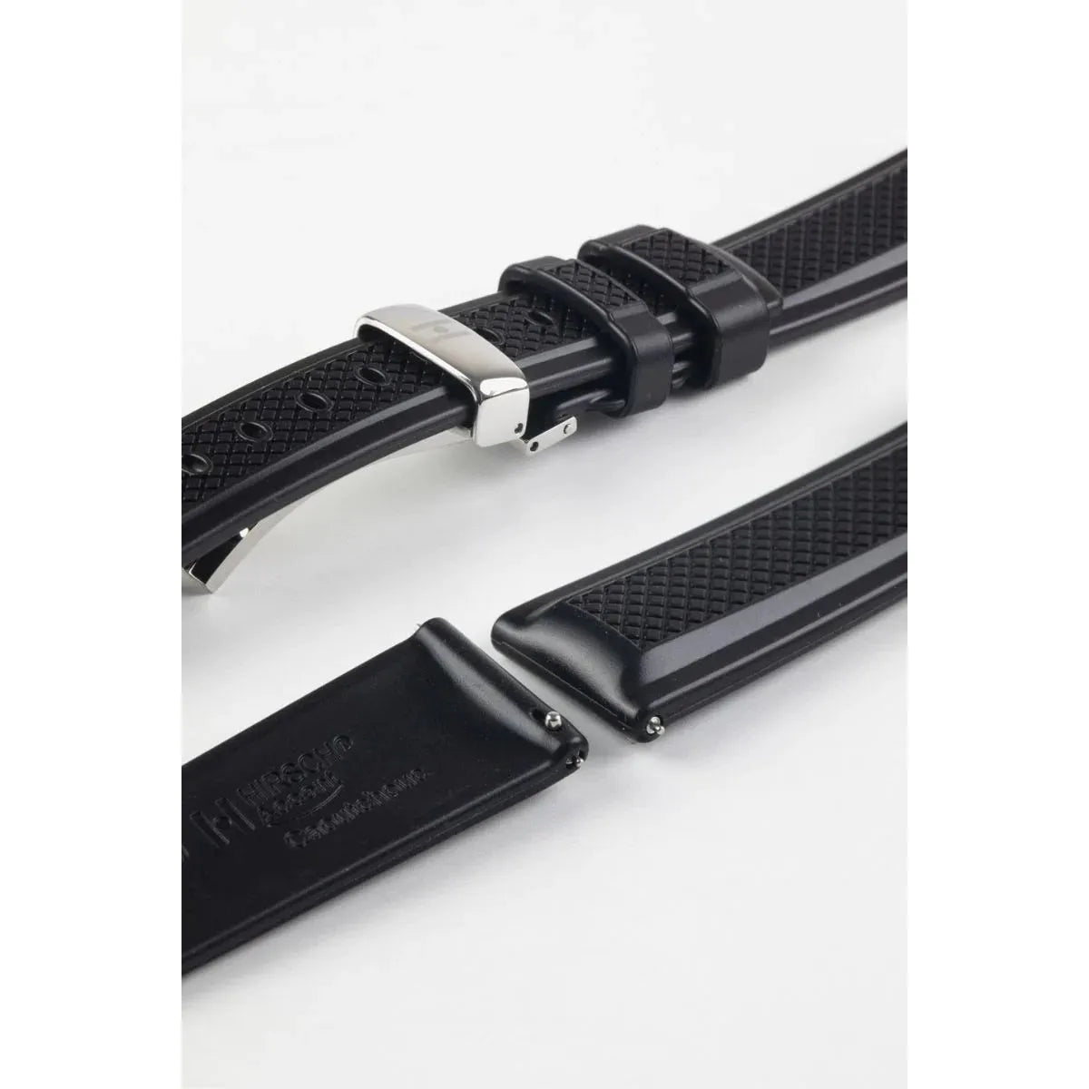 Black HIRSCH ACCENT Premium Caoutchouc Watchband 4047 88