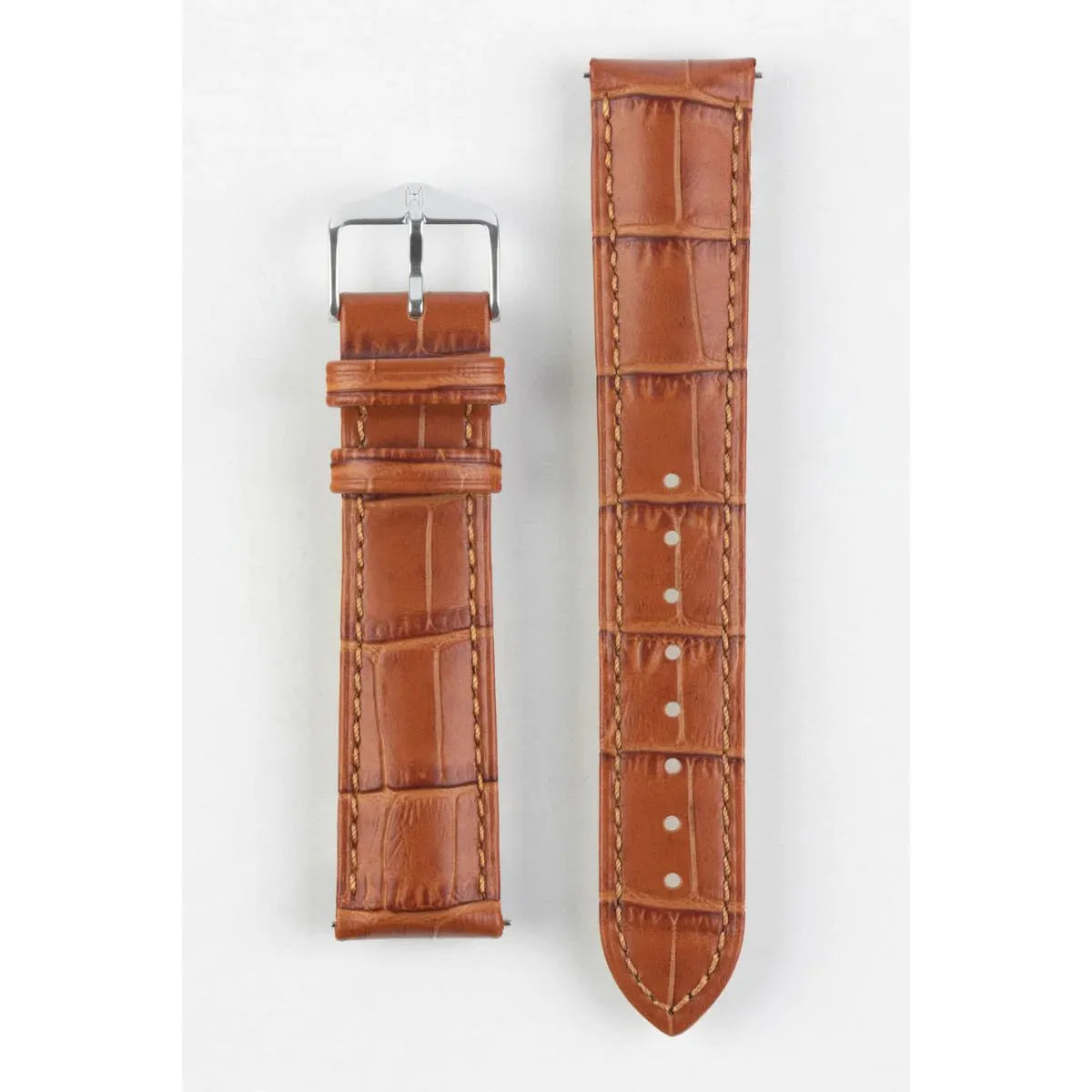 Honey HIRSCH DUKE Alligator Embossed Calfskin Watch Strap 010 28