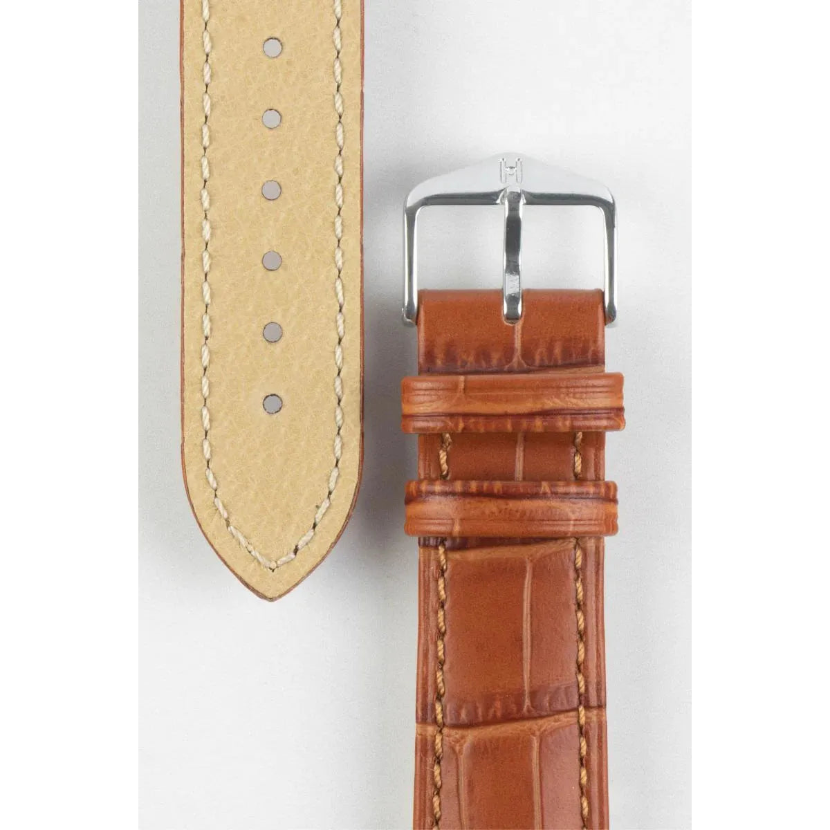 Honey HIRSCH DUKE Alligator Embossed Calfskin Watch Strap 010 28