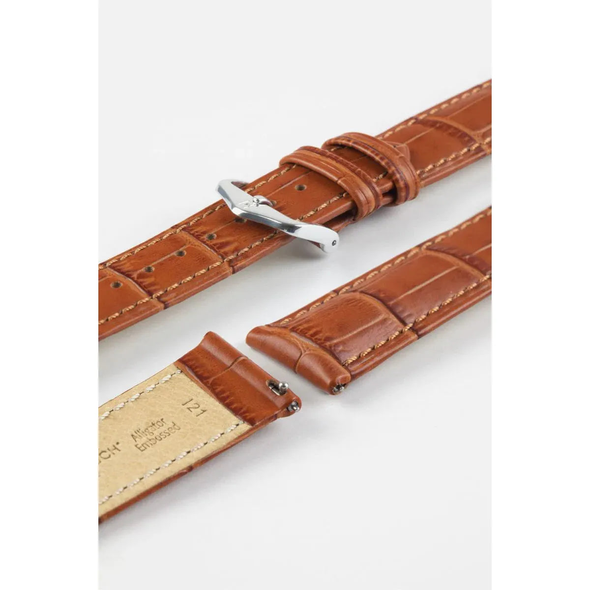 Honey HIRSCH DUKE Alligator Embossed Calfskin Watch Strap 010 28