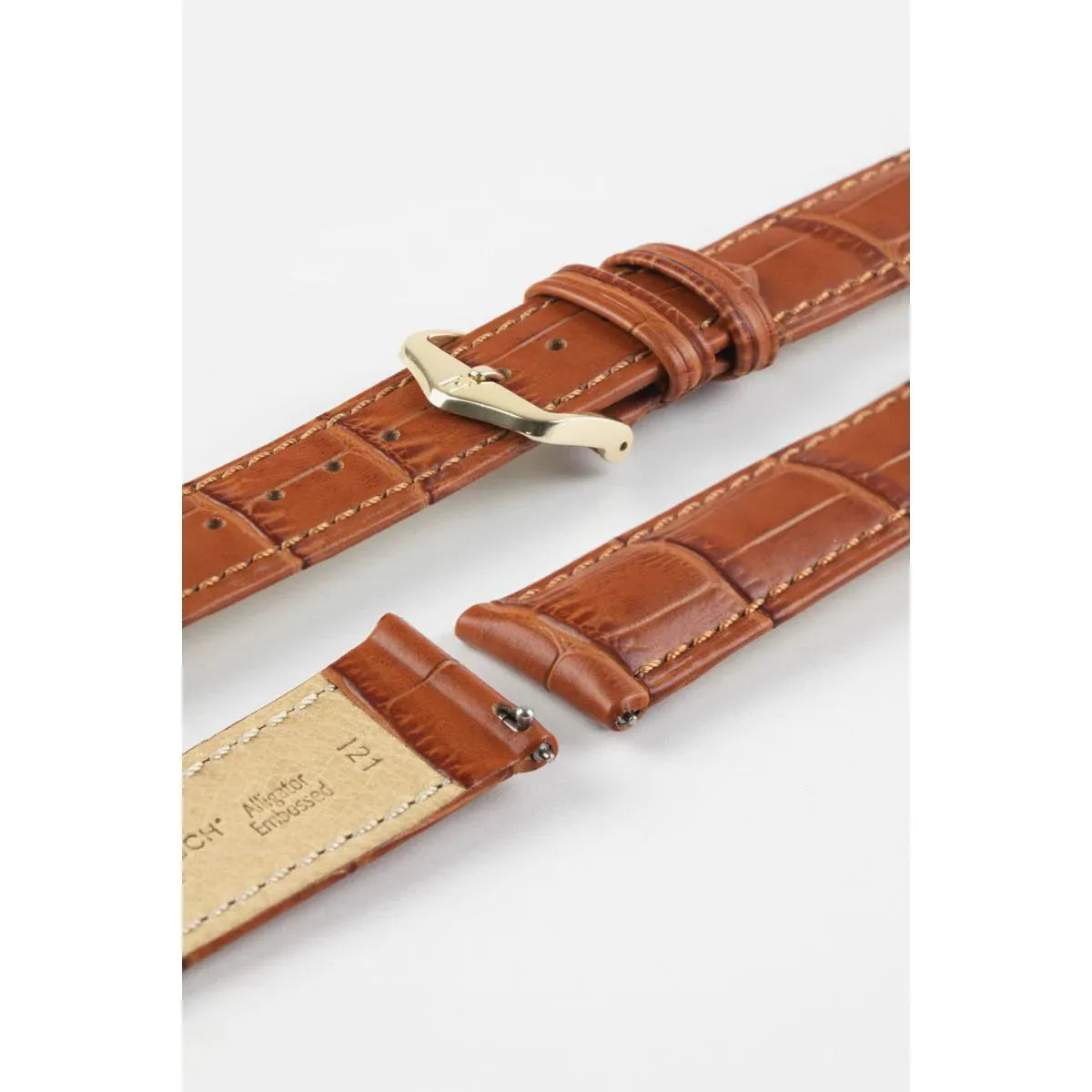 Honey HIRSCH DUKE Alligator Embossed Calfskin Watch Strap 010 28