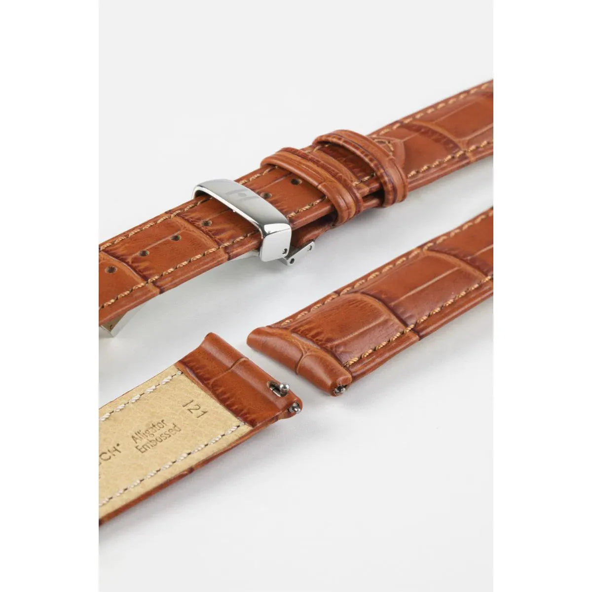 Honey HIRSCH DUKE Alligator Embossed Calfskin Watch Strap 010 28