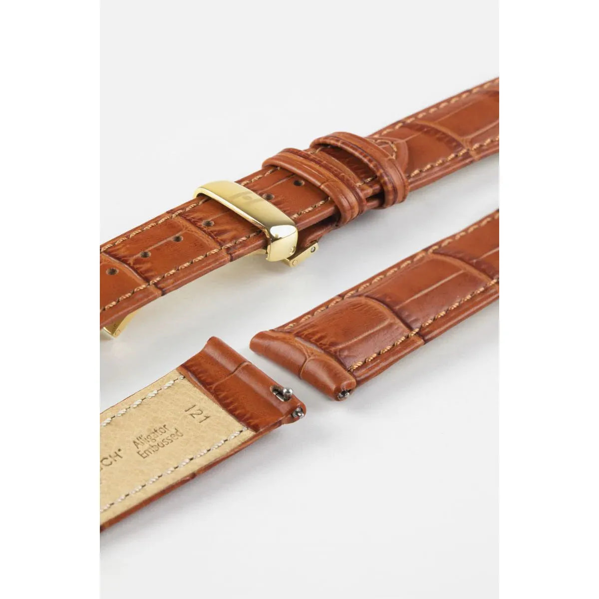 Honey HIRSCH DUKE Alligator Embossed Calfskin Watch Strap 010 28