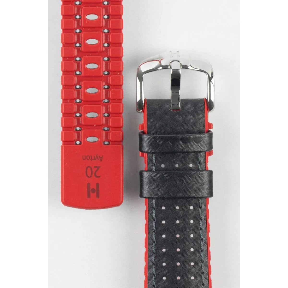 Black &amp; Red HIRSCH AYRTON Performance Calfskin Watch band 091 80 92