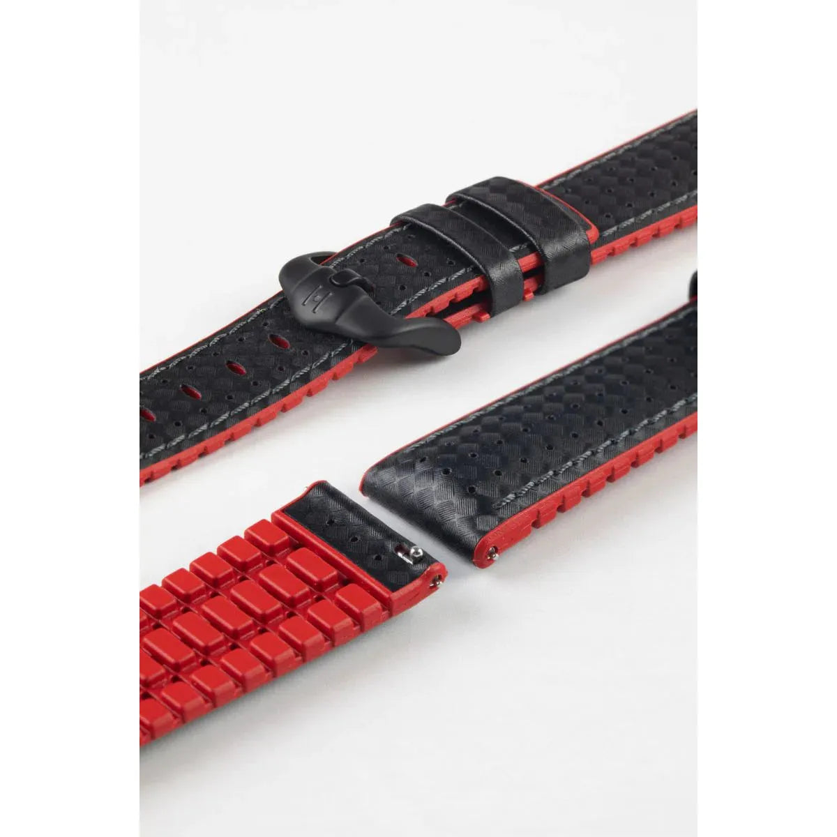 Black &amp; Red HIRSCH AYRTON Performance Calfskin Watch band 091 80 92