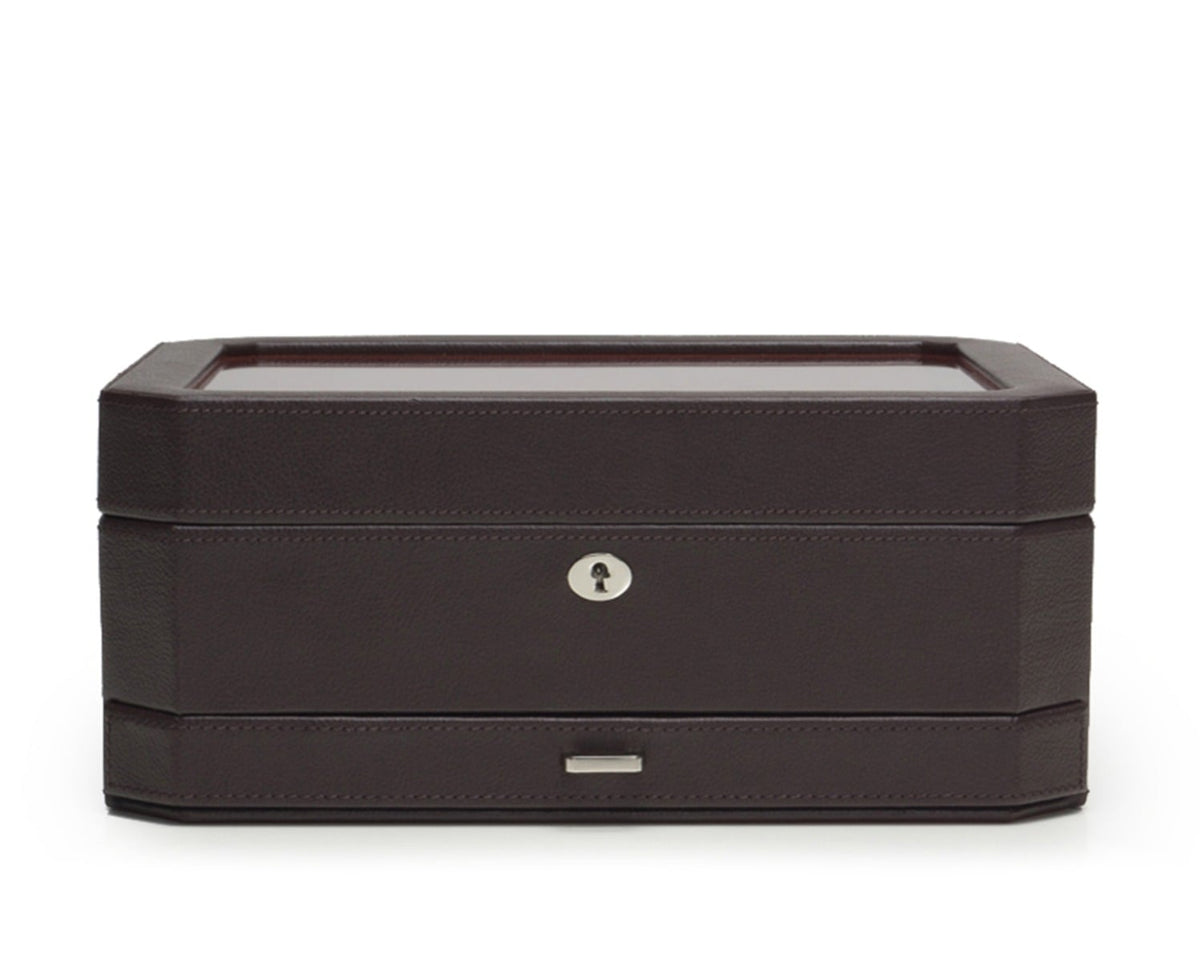 WOLF 1834 - Windsor 10 Piece Watch Box with Drawer - Brown/Orange
