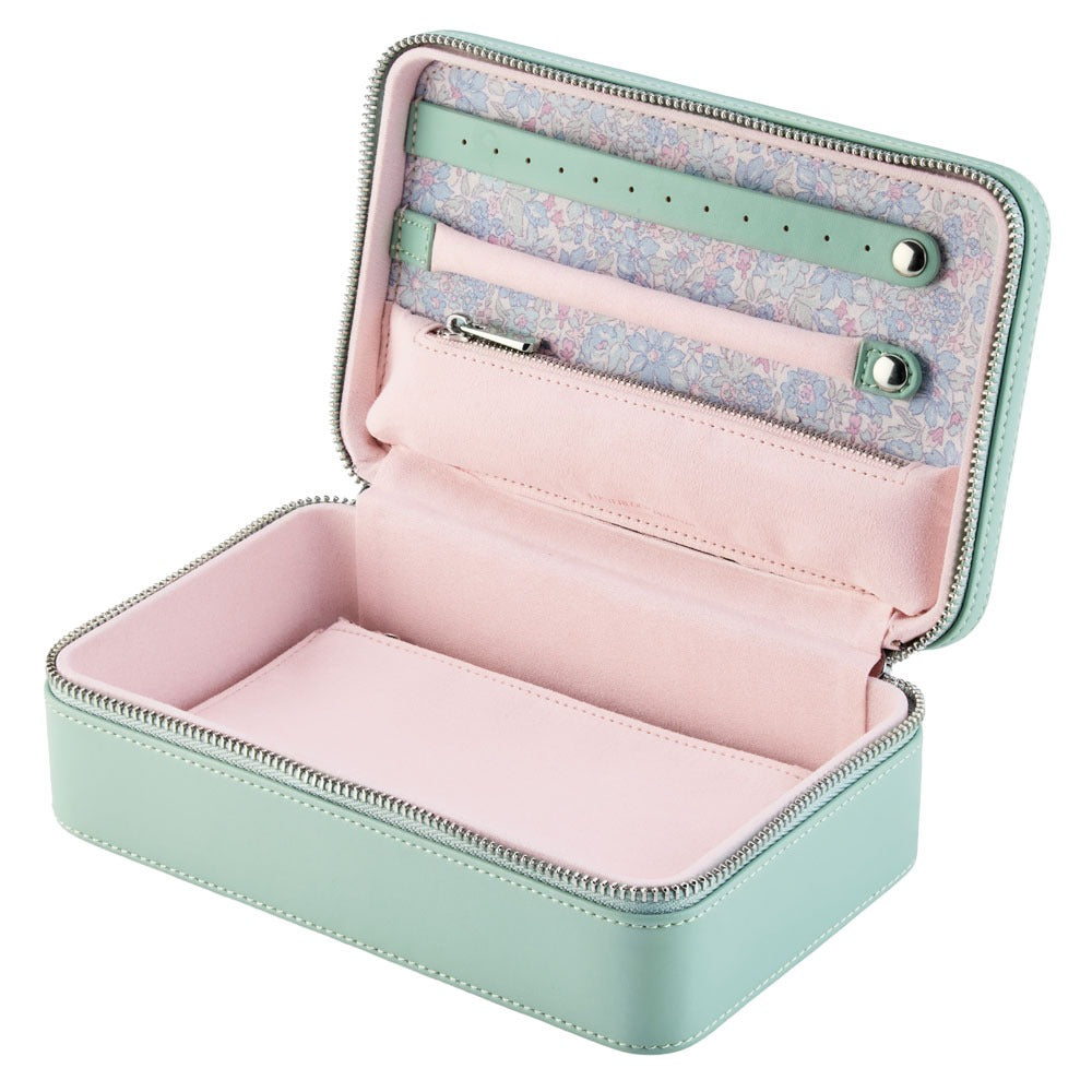 WOLF 1834 - WOLF X LIBERTY Julia Interior Print Medium Jewelry Zip Case - Sage Green