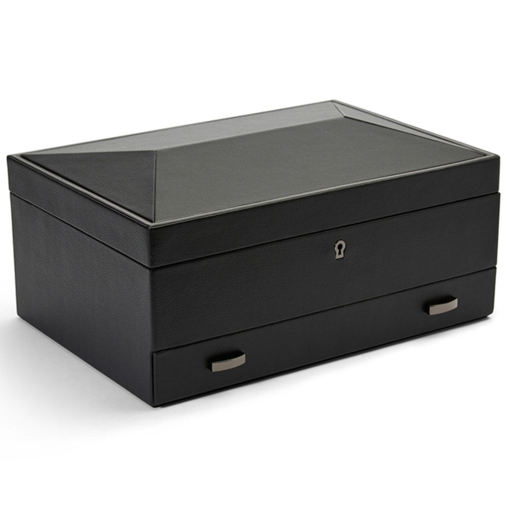WOLF 1834 - British Racing 10 Piece Watch Box with Storage - Black