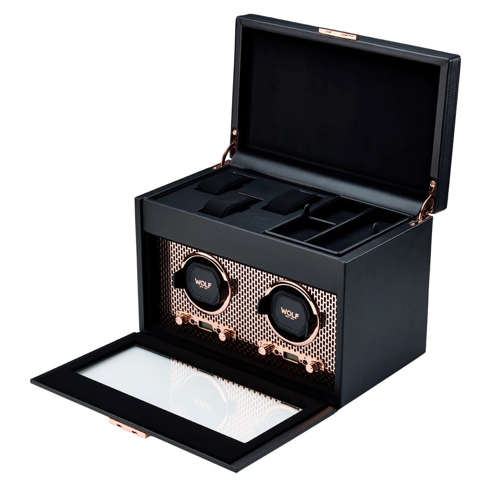 WOLF 1834 - Axis Double Watch Winder With Storage - Copper