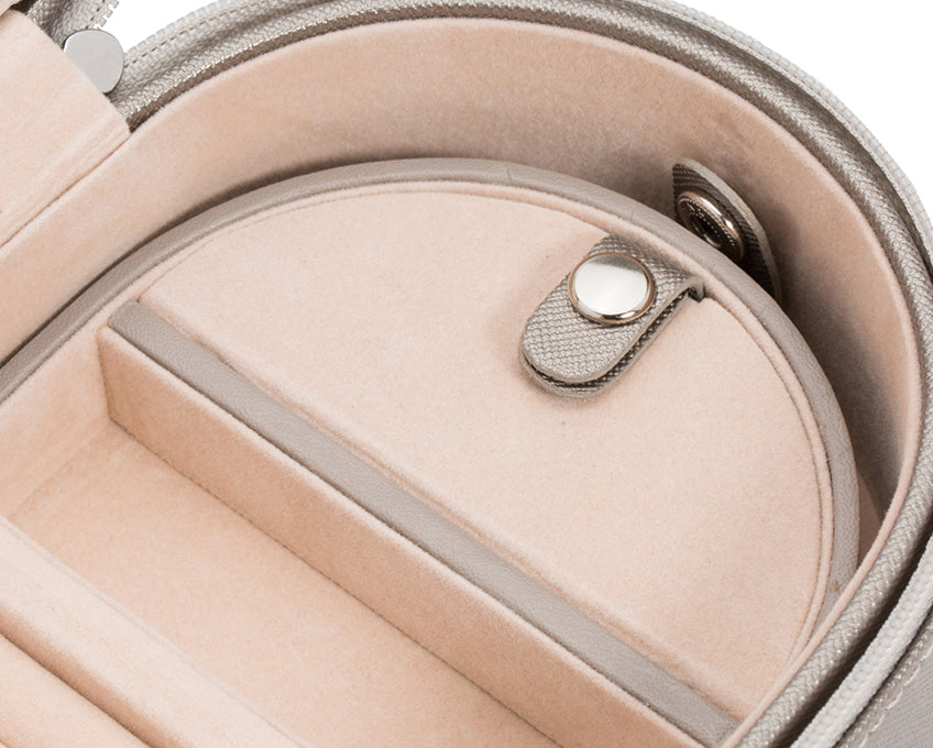 WOLF 1834 - Heritage Oval Zip Case - Pewter Saffiano