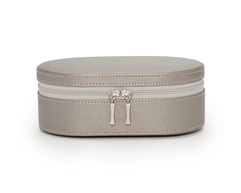 WOLF 1834 - Heritage Oval Zip Case - Pewter Saffiano