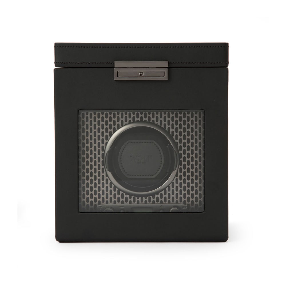 WOLF 1834 - Axis Single Watch Winder With Storage - Powder Coat