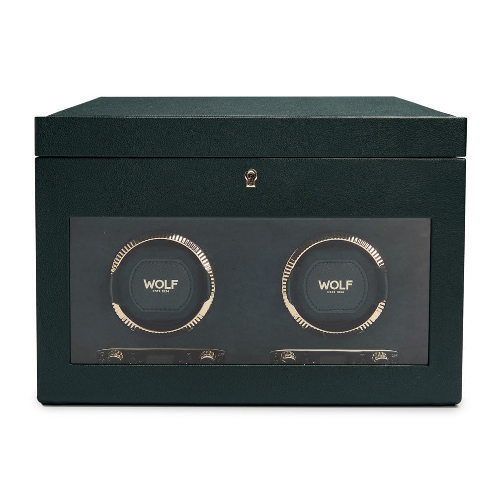 WOLF 1834 - British Racing Double Watch Winder with Storage - Green