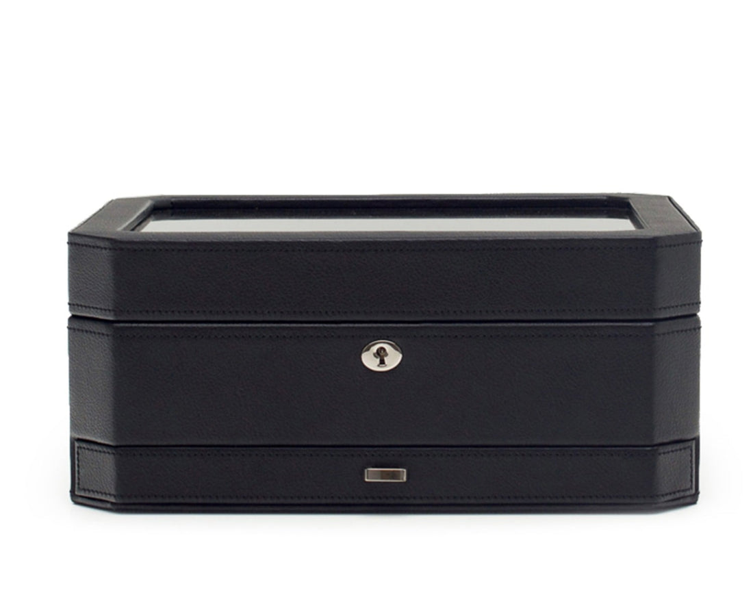 WOLF 1834 - Windsor 10 Piece Watch Box with Drawer - Black/Grey