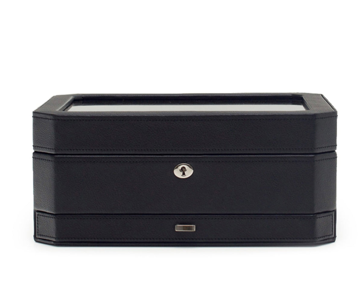 WOLF 1834 - Windsor 10 Piece Watch Box with Drawer - Black/Grey