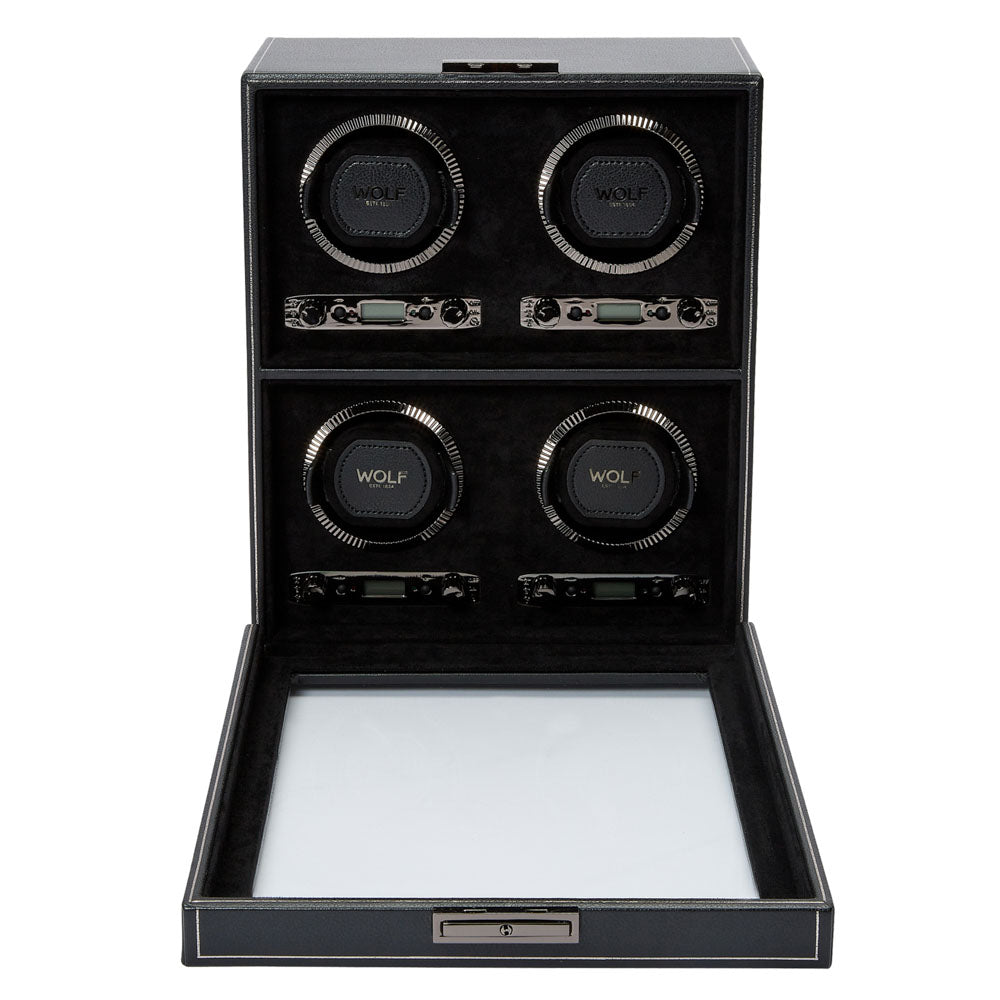 WOLF 1834 - British Racing 4 Piece Watch Winder - Black
