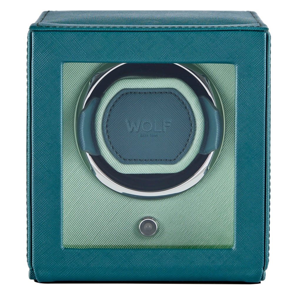 WOLF 1834 - Cub Seltzer Single Watch Winder with Cover - Teal/Mint