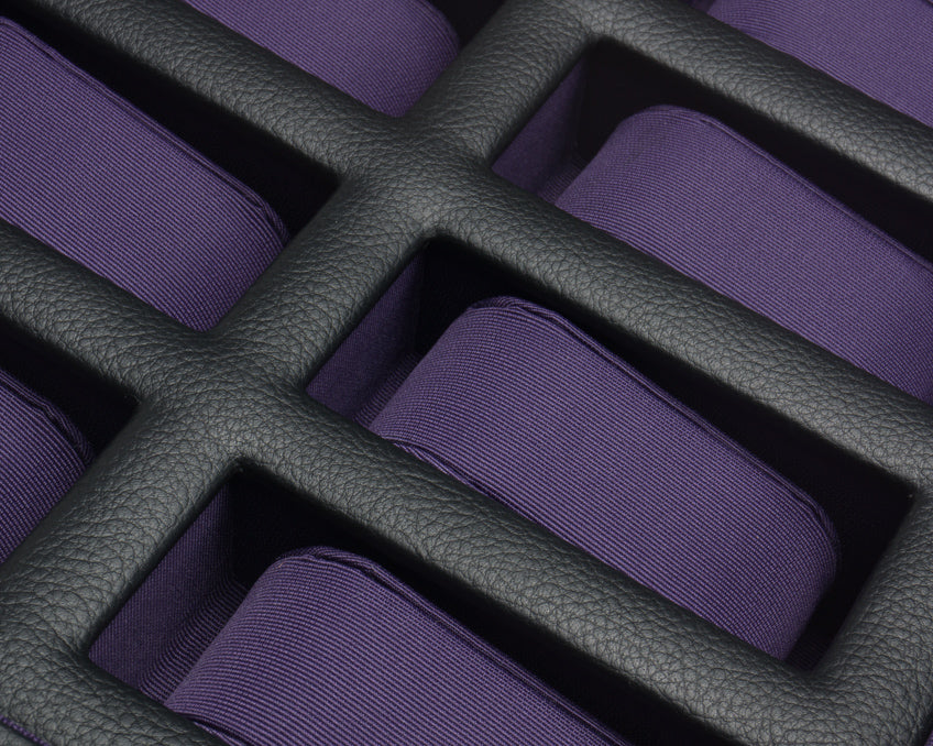 WOLF 1834 - Windsor 10 Piece Watch Box with Drawer - Black/Purple