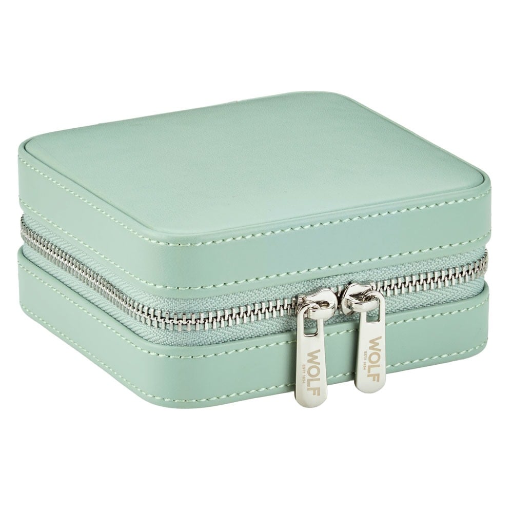 WOLF 1834 - WOLF X LIBERTY Julia Interior Print Small Travel Jewelry Zip Case - Sage Green