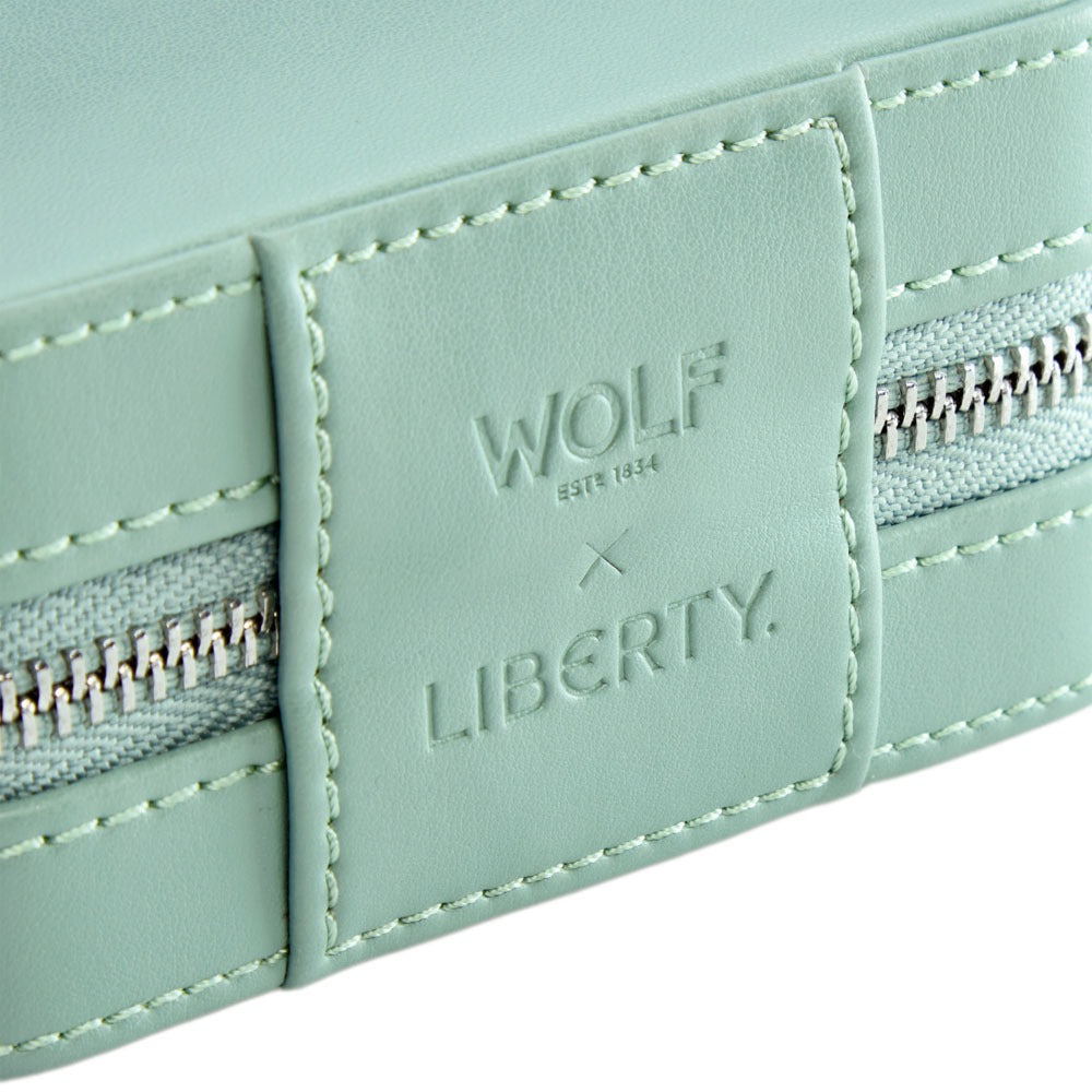 WOLF 1834 - WOLF X LIBERTY Julia Interior Print Small Travel Jewelry Zip Case - Sage Green
