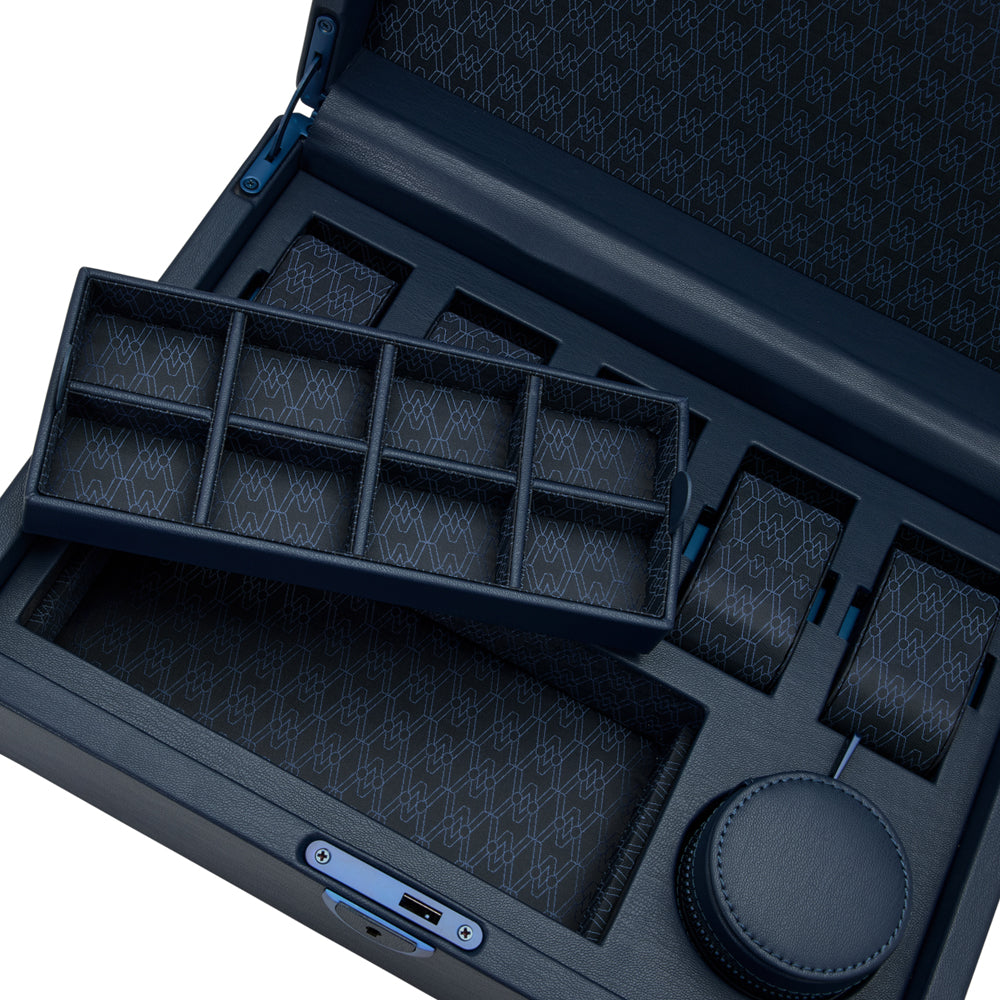 WOLF 1834 - Earth 5 Piece Watch Box with Storage - Midnight Blue