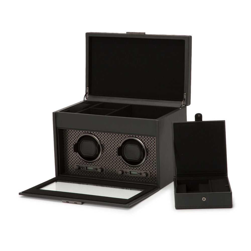 WOLF 1834 - Axis Double Watch Winder With Storage - Powder Coat