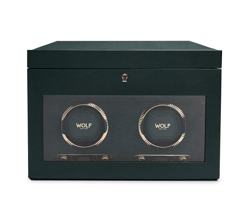 WOLF 1834 - British Racing Double Watch Winder with Storage - Green