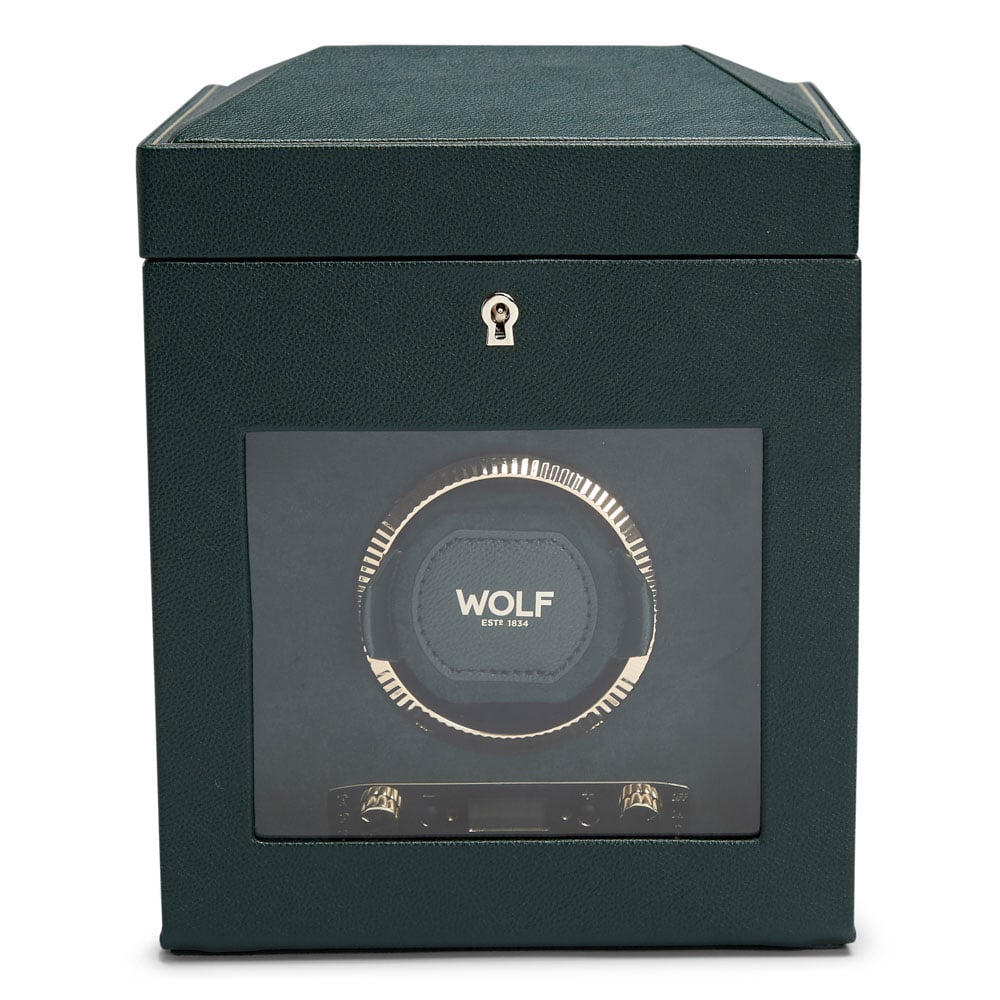 WOLF 1834 - British Racing Single Watch Winder with Storage - Green
