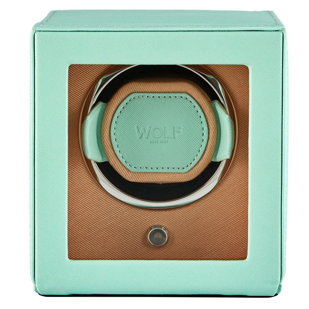 WOLF 1834 - Cub Seltzer Single Watch Winder with Cover - Mint/Peach