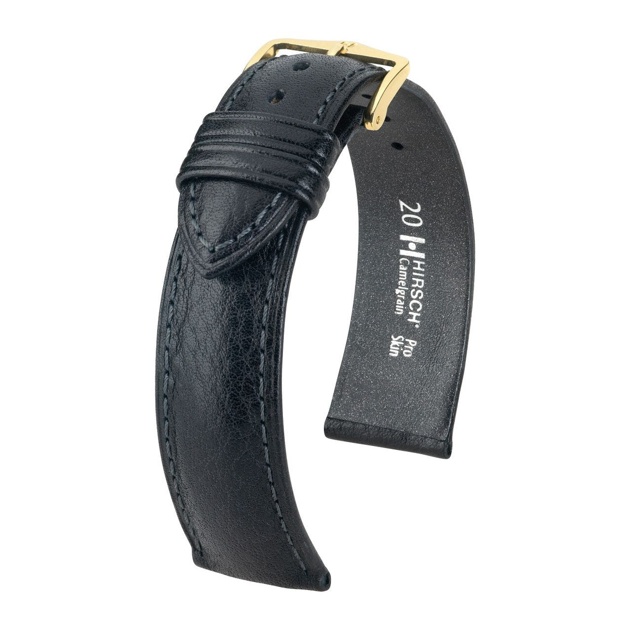 Black Open End HIRSCH CAMELGRAIN Pro Skin Watch Strap 1020 09 OE