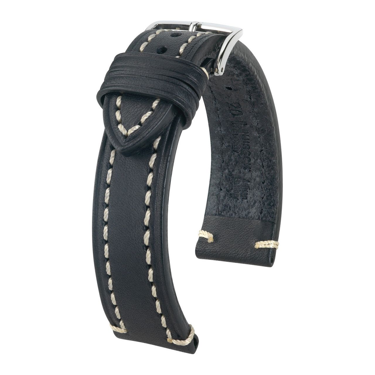 Black Long HIRSCH LIBERTY Saddle Leather Watch Band 1092 02