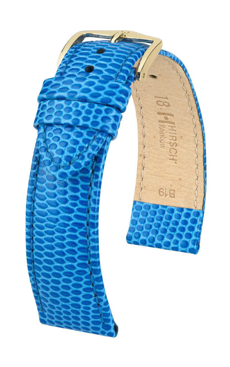 Hirsch RAINBOW Lizard Embossed Calfskin Watch Strap - Royal Blue