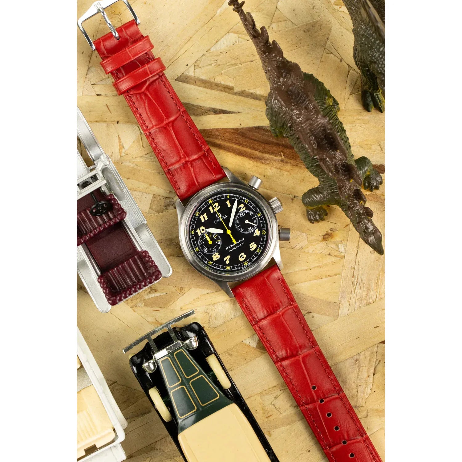 Red HIRSCH DUKE Alligator Embossed Calfskin Watch Strap 010 28