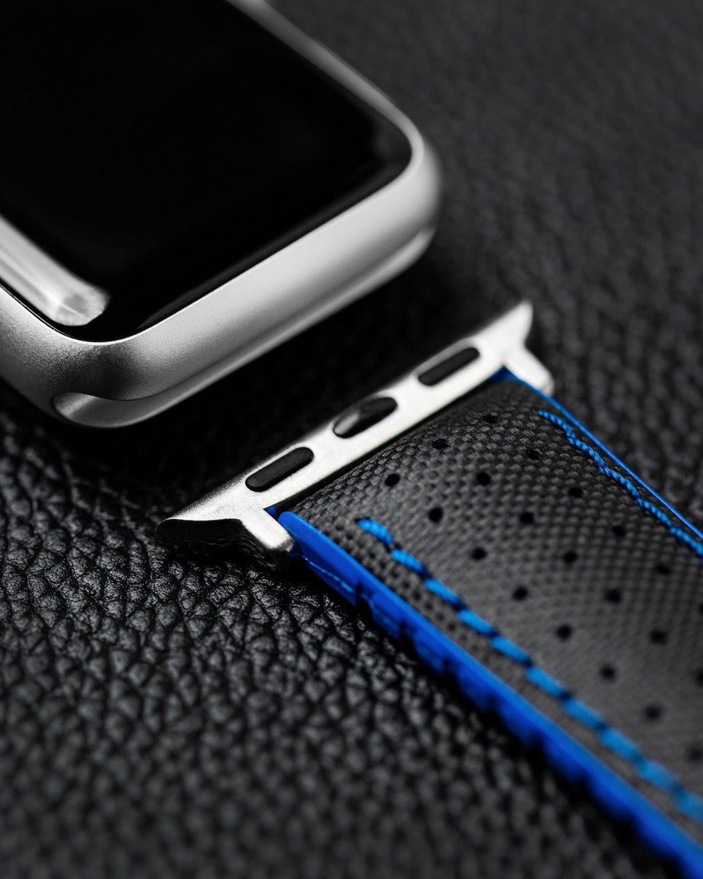 Hirsch ROBBY Performance Calfskin Watch Band 94 - Black w/Blue - view 4