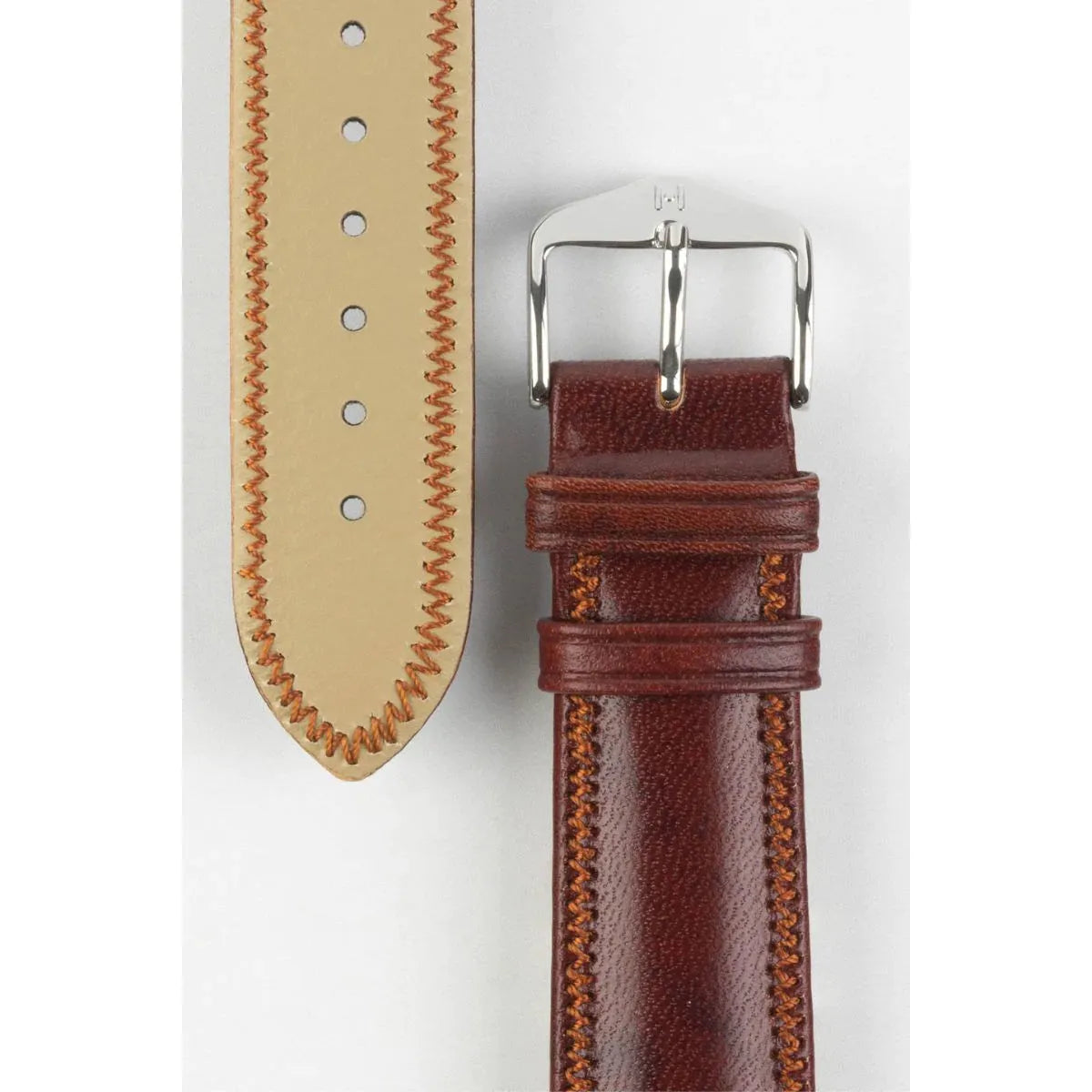 Gold Brown HIRSCH ASCOT English Calfskin Watch Strap 015 75