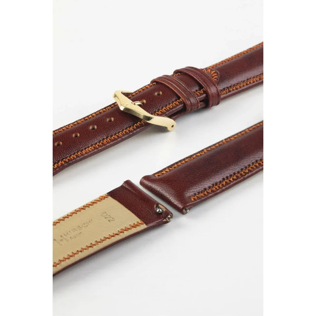 Gold Brown HIRSCH ASCOT English Calfskin Watch Strap 015 75