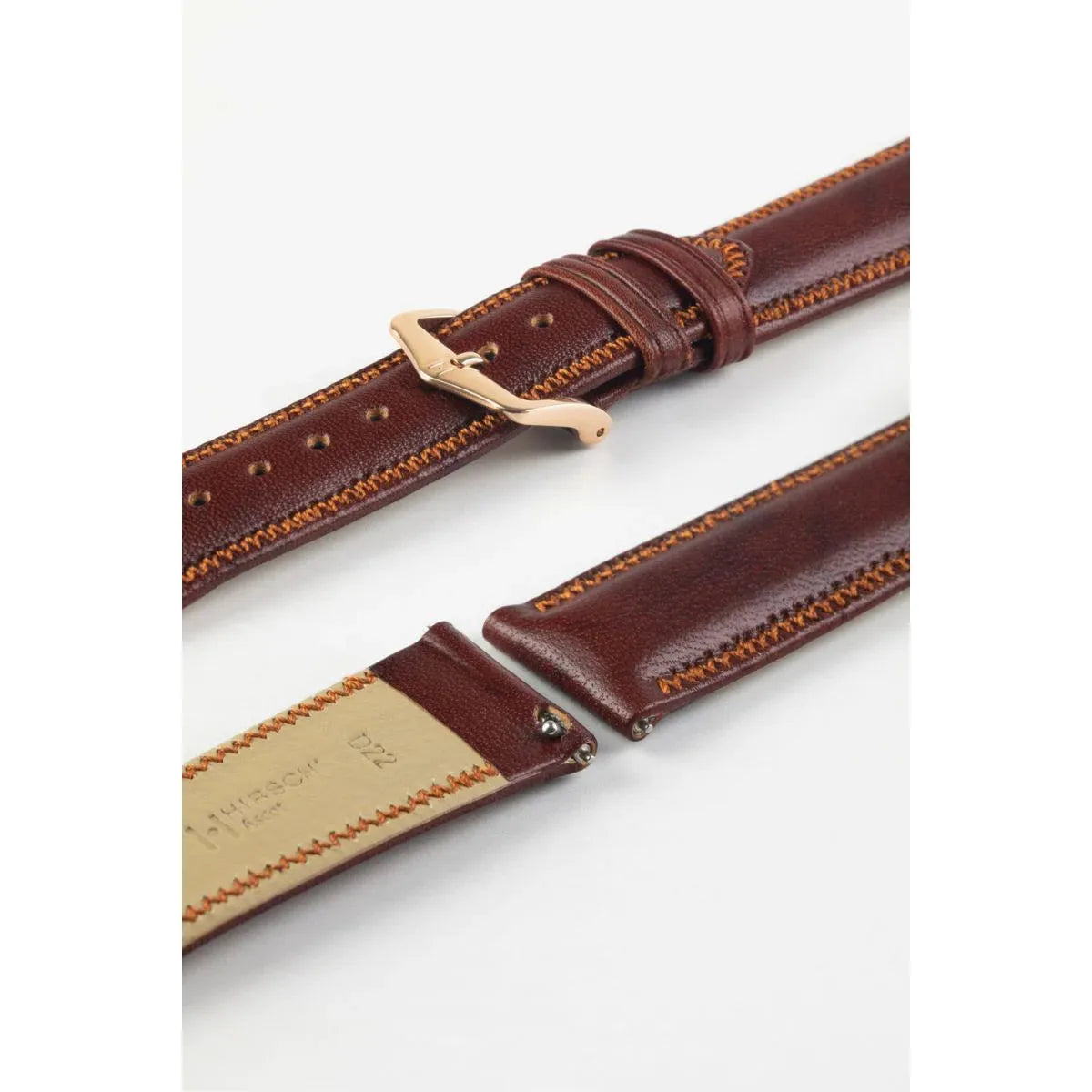 Gold Brown HIRSCH ASCOT English Calfskin Watch Strap 015 75