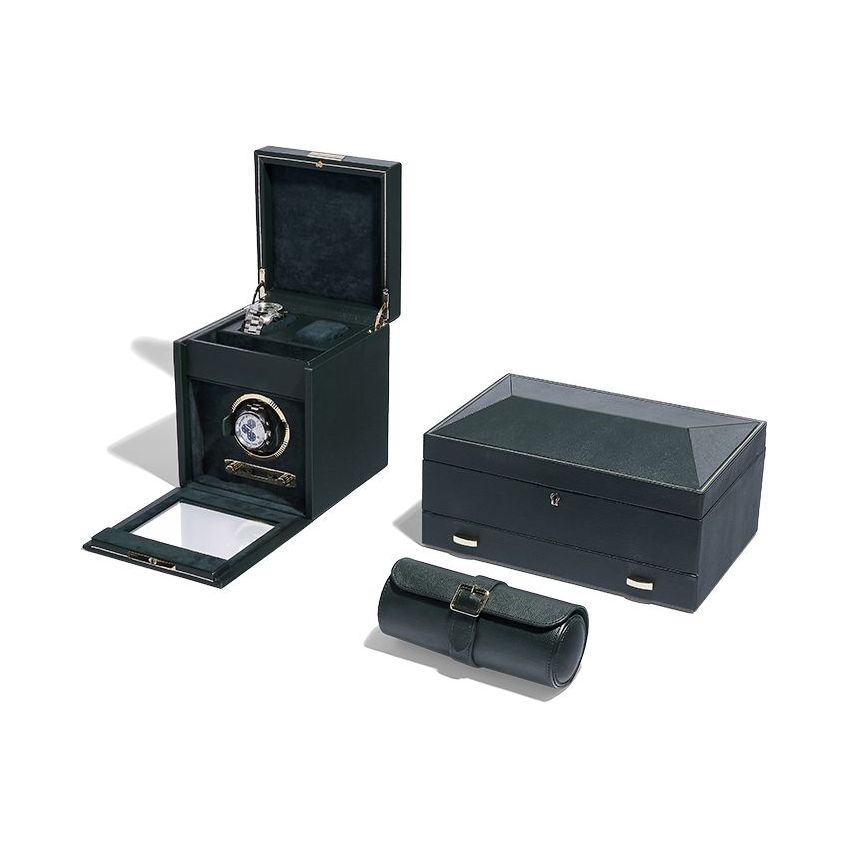 WOLF - British Racing Single Watch Winder With Storage, Green